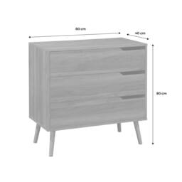 sweeek 3-drawer chest with walnut wood effect in Dark Brown - thumbnail 7