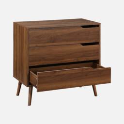 sweeek 3-drawer chest with walnut wood effect in Dark Brown - thumbnail 2