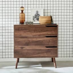sweeek 3-drawer chest with walnut wood effect in Dark Brown - thumbnail 4