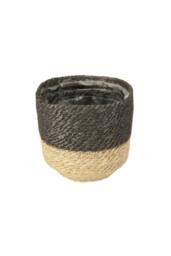 KDMD Jute Basket with Liner Natural & Grey Set of 3 in Black - thumbnail 4