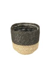 KDMD Jute Basket with Liner Natural & Grey Set of 3 in Black - thumbnail 3
