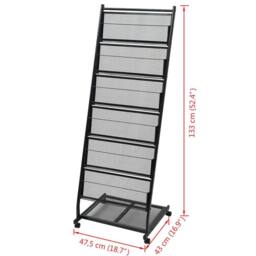 Berkfield Home Magazine Rack 47.5x43x133 cm Black A4 - thumbnail 5