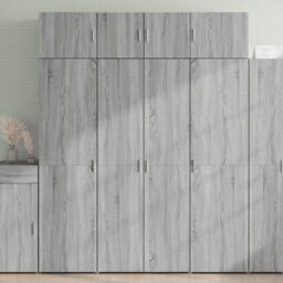 Berkfield Home Storage Cabinet Grey Sonoma 80x42.5x225 cm Engineered Wood - thumbnail 1