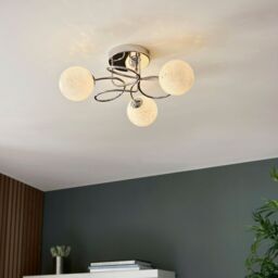 Loops Polished Chrome Semi Flush Ceiling Light & Confetti Glass Shades Multi Arm Lamp in Clear - thumbnail 4