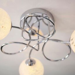 Loops Polished Chrome Semi Flush Ceiling Light & Confetti Glass Shades Multi Arm Lamp in Clear - thumbnail 5