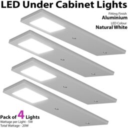 Loops 4x ALUMINIUM Ultra-Slim Rectangle Under Cabinet Kitchen Light & Driver Kit - Natural White LED - thumbnail 3