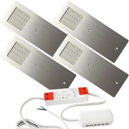 Loops 4x ALUMINIUM Ultra-Slim Rectangle Under Cabinet Kitchen Light & Driver Kit - Natural White LED - thumbnail 1