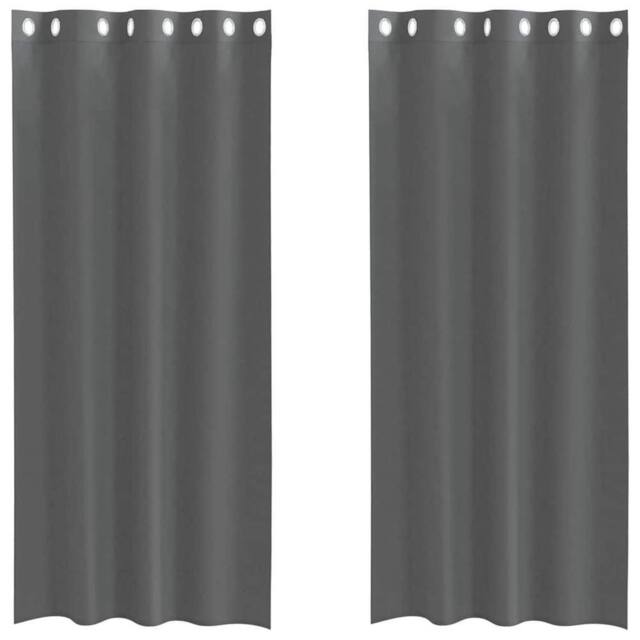 Berkfield Home Voile Curtains with Grommets 2 pcs Dark Grey 140x225 cm - image 1