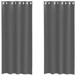 Berkfield Home Voile Curtains with Grommets 2 pcs Dark Grey 140x225 cm - thumbnail 1