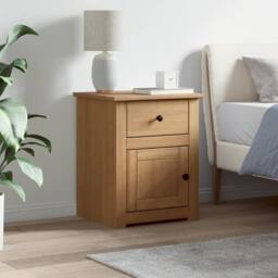 Berkfield Home Bedside Cabinet Panama 46x40x57 cm Solid Wood Pine in Brown - Size: 46 x 40 x 57 cm - thumbnail 3