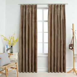 Berkfield Home Blackout Curtains 2 pcs with Hooks Velvet Beige 140x245 cm