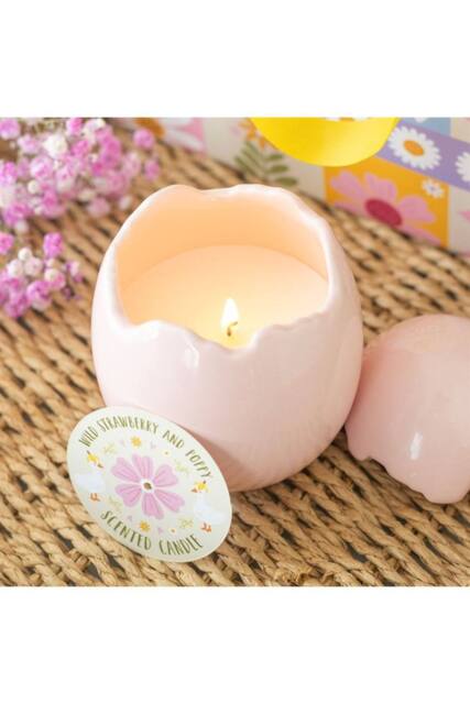 KDMD Wild Strawberry & Poppy Egg-Shaped Candle - Spring Home Fragrance in Pink - image 1