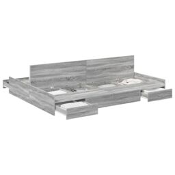 Berkfield Home Storage Bed Frame with Drawer with Headboard with Storage Grey sonoma 140 x 200 cm - thumbnail 3