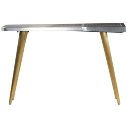 Berkfield Home Aviator Writing Desk Vintage Aircraft Airman Style 120x60x76 cm in Silver - Size: 120 x 60 x 76 cm - thumbnail 3