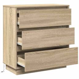 Berkfield Home Traditional Bedside Cabinet with LED Sonoma Oak 71x34, 5x75 cm Eng in Beige - thumbnail 6