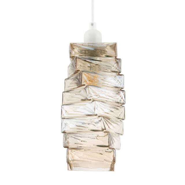 Happy Homewares Sleek Gold Tinted Pendant Light Shade with Staggered Rectangular Body - image 1