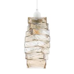 Happy Homewares Sleek Gold Tinted Pendant Light Shade with Staggered Rectangular Body - thumbnail 1