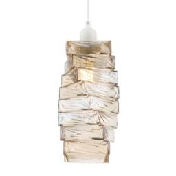 Happy Homewares Sleek Gold Tinted Pendant Light Shade with Staggered Rectangular Body - thumbnail 2
