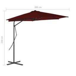 Berkfield Home Outdoor Parasol with Steel Pole Bordeaux Red 300x230 cm - thumbnail 7