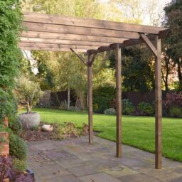 Rutland County Garden Furniture Ltd Wall Mounted Garden Pergola 3 Posts, Wood, L240 x W720 x H270cm, Brown - thumbnail 5