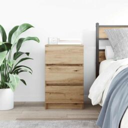 Berkfield Home Bedside Cabinet with 3 Drawers Artisan Oak 39x35x65 cm in Brown - Size: 39 x 35 x 65 cm - thumbnail 3