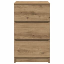 Berkfield Home Bedside Cabinet with 3 Drawers Artisan Oak 39x35x65 cm in Brown - Size: 39 x 35 x 65 cm - thumbnail 6