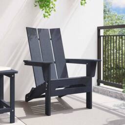 Berkfield Home Classic Folding Adirondack Chair Navy Blue 74.5x80.5x90 cm HDPE - thumbnail 1