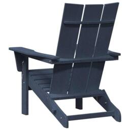 Berkfield Home Classic Folding Adirondack Chair Navy Blue 74.5x80.5x90 cm HDPE - thumbnail 6