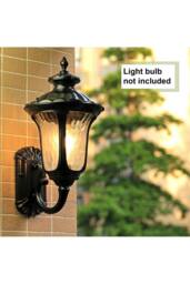 Living and Home Modern Waterproof Outdoor Wall Lamp with Bottom Glass Lantern in Black - thumbnail 4