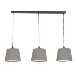 ValueLights Rory Tapered Boucle Lamp Shade 3 Drop Bar Ceiling Diner Pendant Light in Grey - thumbnail 2