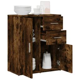 Berkfield Home Sideboard Smoked Oak 60x31x70 cm Engineered Wood in Brown - Size: 60 x 31 x 70 cm - thumbnail 4