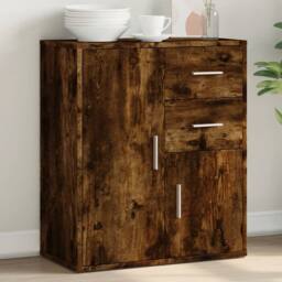 Berkfield Home Sideboard Smoked Oak 60x31x70 cm Engineered Wood in Brown - Size: 60 x 31 x 70 cm - thumbnail 2