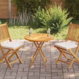 Berkfield Home Table Top Solid Teak Wood Round 2.5 cm 70 cm in Brown - thumbnail 2