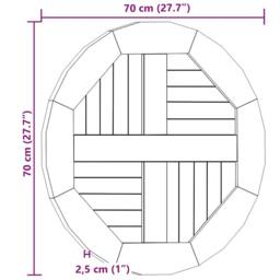 Berkfield Home Table Top Solid Teak Wood Round 2.5 cm 70 cm in Brown - thumbnail 8