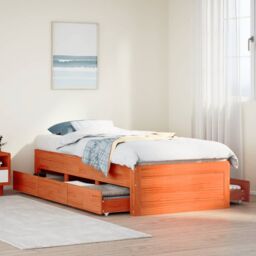 Berkfield Home Bed Frame without Mattress with Drawers Wax Brown 90x190 cm Single Solid Wood Pine - thumbnail 1
