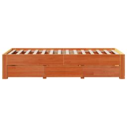 Berkfield Home Bed Frame without Mattress with Drawers Wax Brown 90x190 cm Single Solid Wood Pine - thumbnail 5