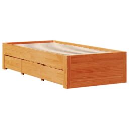 Berkfield Home Bed Frame without Mattress with Drawers Wax Brown 90x190 cm Single Solid Wood Pine - thumbnail 6