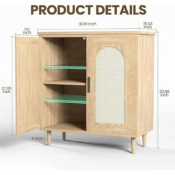 FORGEVIO Rattan Sideboard Cabinet Buffet Cabinet Storage Cabinet Natural in Brown - thumbnail 2