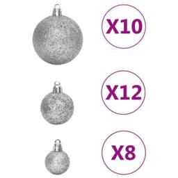 Berkfield Home Fantastic 111 Piece Christmas Bauble Set Silver Polystyrene - thumbnail 5