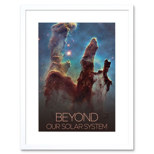 "Artery8 Wall Art Print NASA Beyond Solar System Eagle Nebula's Pillars of Creation Poster Artwork Framed 9X7 Inch in White - Size: W7"" x H9""" - image 1