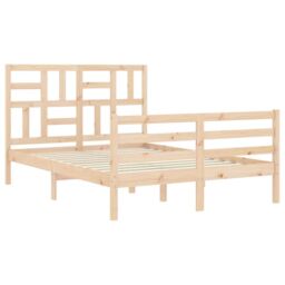 Berkfield Home Bed Frame with Headboard 140x190 cm Solid Wood in Brown - thumbnail 5