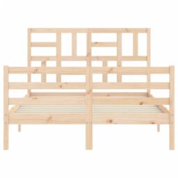 Berkfield Home Bed Frame with Headboard 140x190 cm Solid Wood in Brown - thumbnail 6