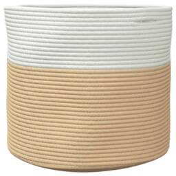 Berkfield Home Storage Basket Beige & White √ò40x35 cm Cotton - Size: 40x35 cm - thumbnail 4