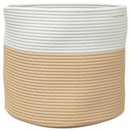 Berkfield Home Storage Basket Beige & White √ò40x35 cm Cotton - Size: 40x35 cm - thumbnail 5