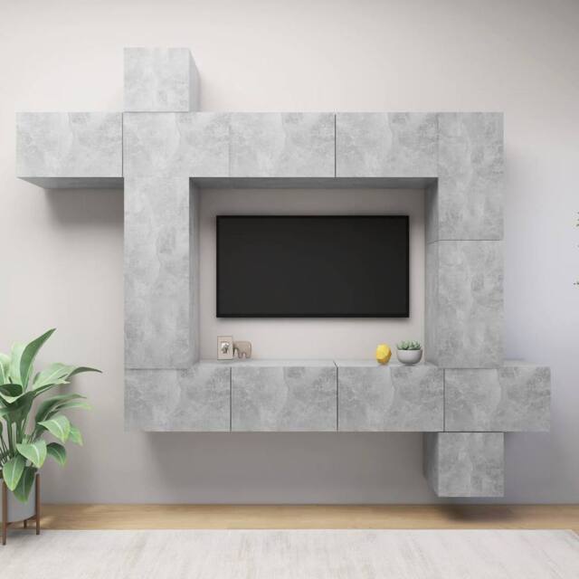 Berkfield Home 9 Piece TV Cabinet Set Concrete Grey Engineered Wood - image 1