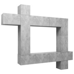 Berkfield Home 9 Piece TV Cabinet Set Concrete Grey Engineered Wood - thumbnail 2