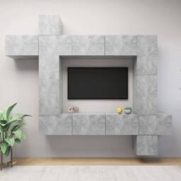 Berkfield Home 9 Piece TV Cabinet Set Concrete Grey Engineered Wood - thumbnail 1