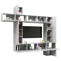 Berkfield Home 9 Piece TV Cabinet Set Concrete Grey Engineered Wood - thumbnail 3