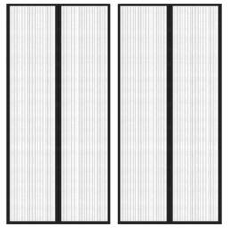 Berkfield Home Insect Door Curtains 2 pcs with Magnet Blocks Black 220x110 cm - thumbnail 2