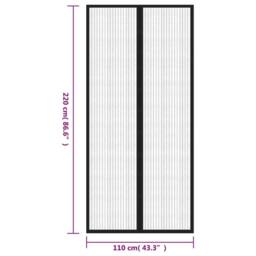 Berkfield Home Insect Door Curtains 2 pcs with Magnet Blocks Black 220x110 cm - thumbnail 8